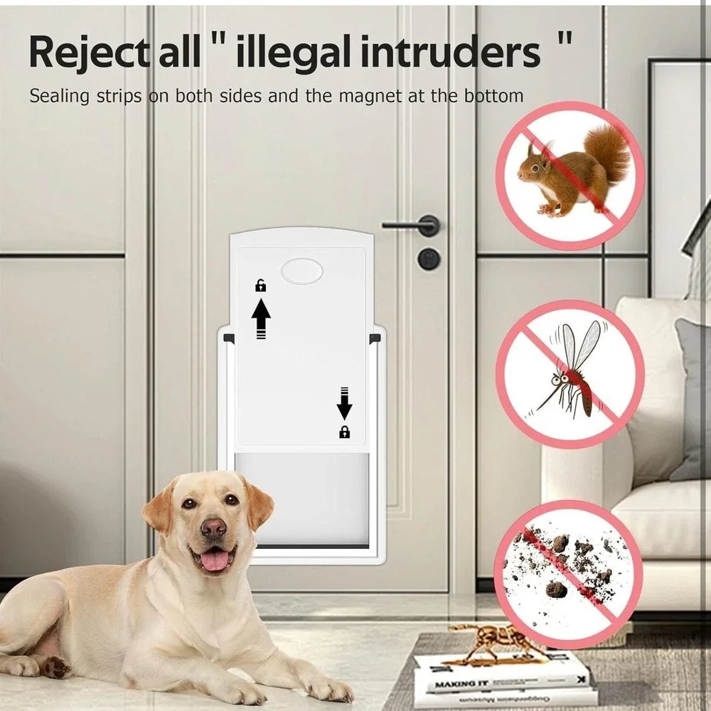 MAVRICTECH Door Mount‎ Pet Door Medium Dog White Plastic Magnetic Flap Insulated